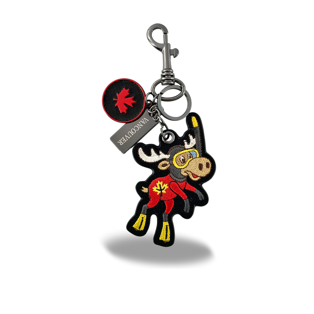 Canada Moose Scuba Embroidered Bag Charm Keychain Travel Souvenir Accessory