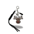 Rhinestone Reindeer Bag Charm Keychain with Tassel Holiday Gift