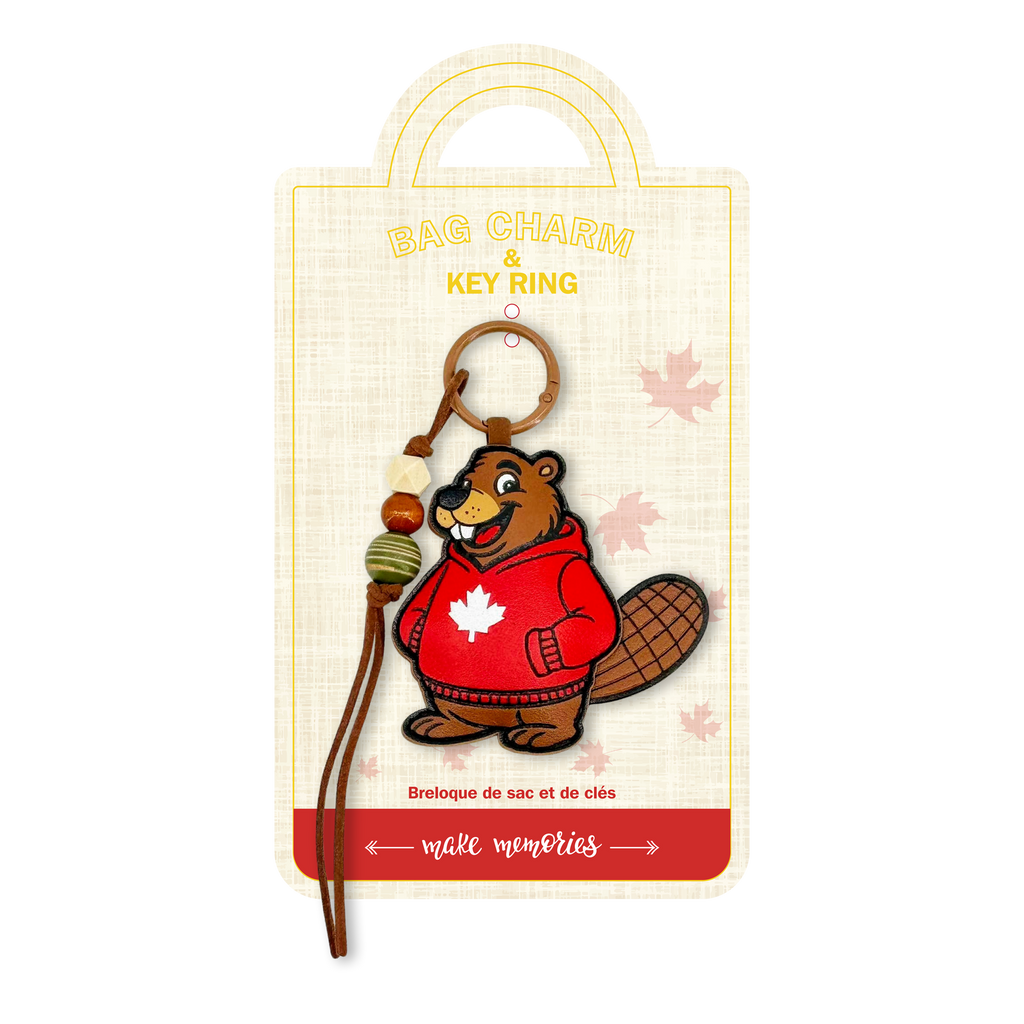 Canada Beaver Hoodie Bag Charm Keychain