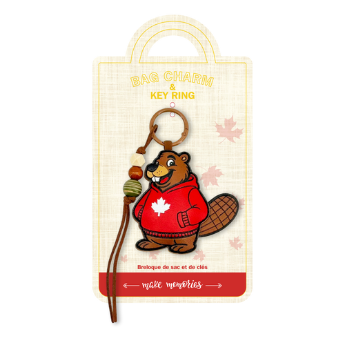 Canada Beaver Hoodie Bag Charm Keychain