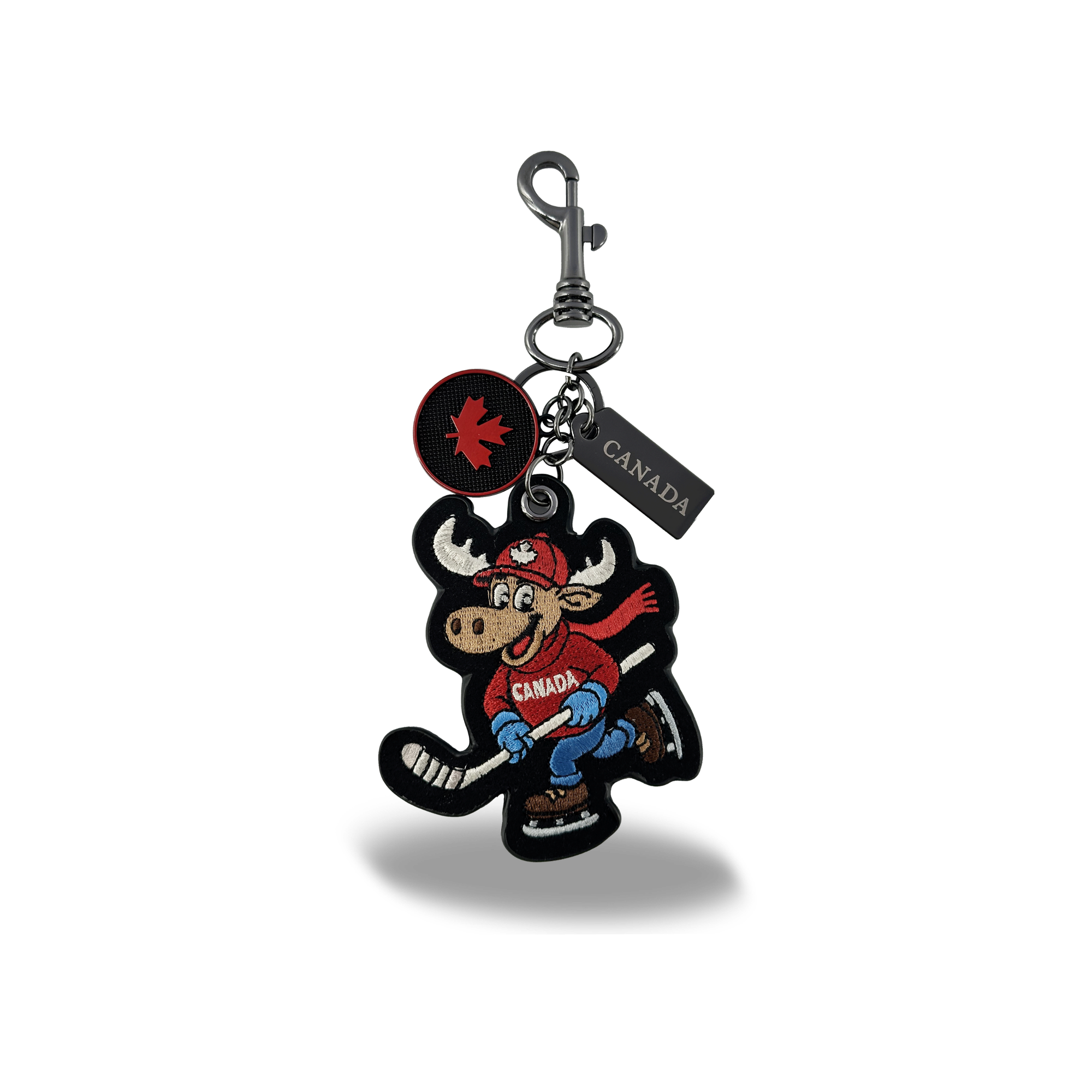Canada Moose Hockey Embroidered Bag Charm Keychain Travel Souvenir Accessory