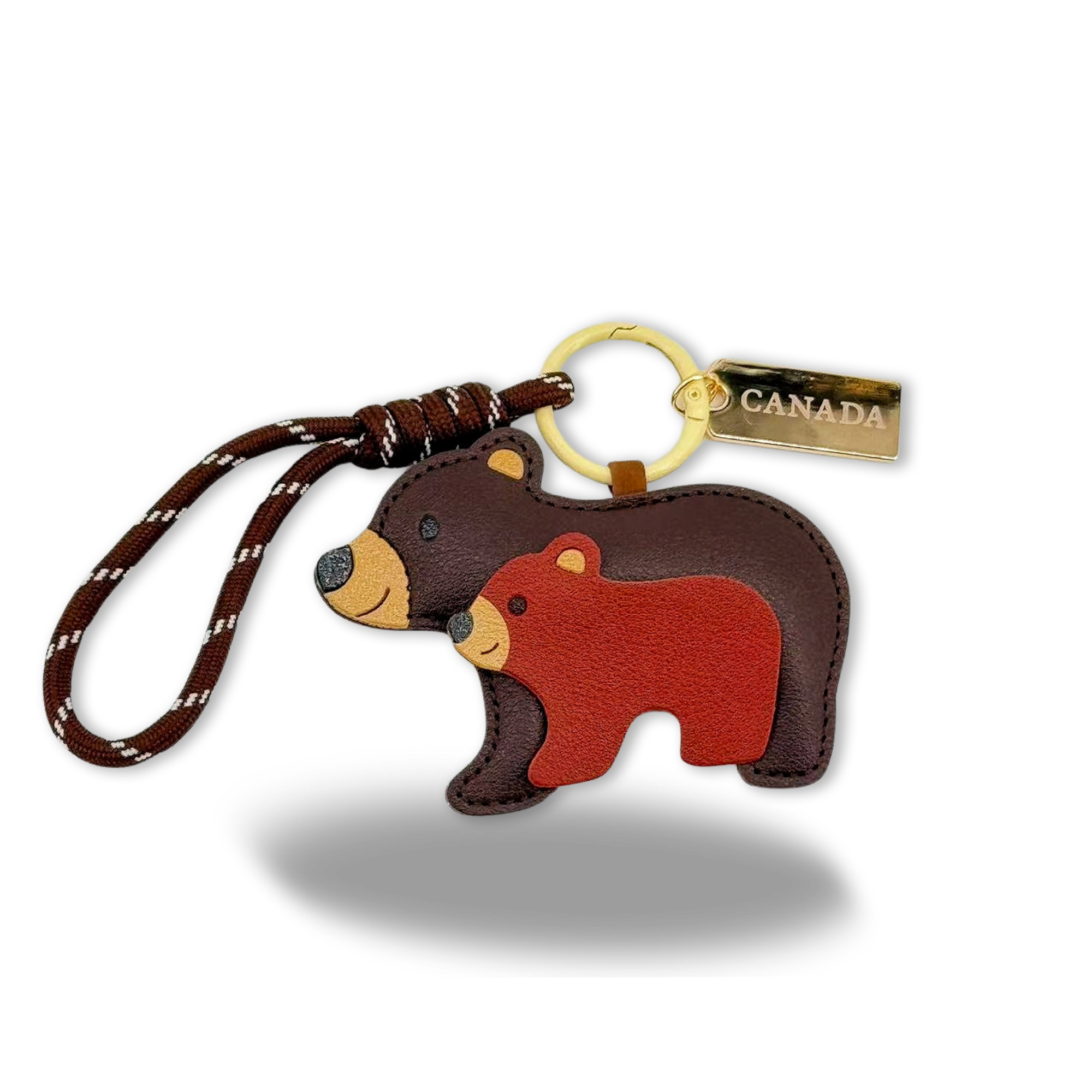 Canada Bear Family Faux Leather Bag Charm Keychain