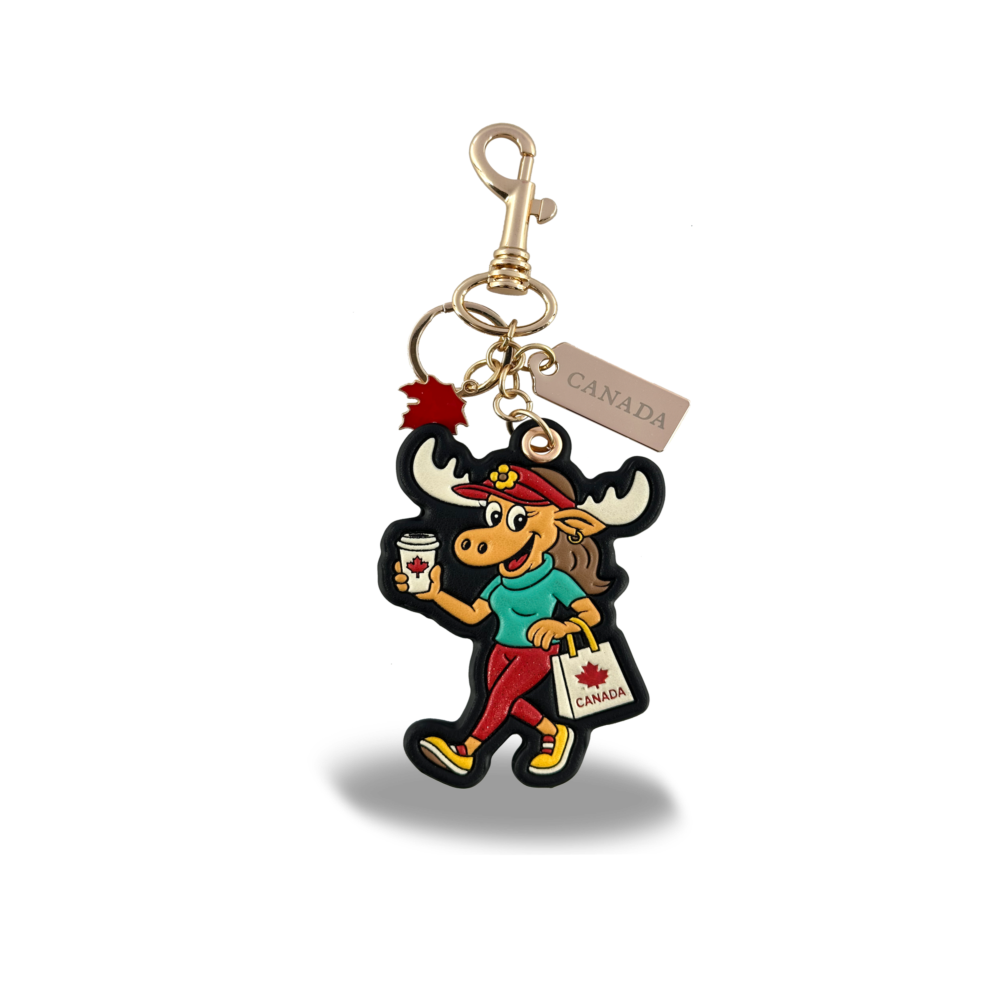 Canada Moose 3D PU Bag Charm Keychain with Fun Canada-Inspired Design