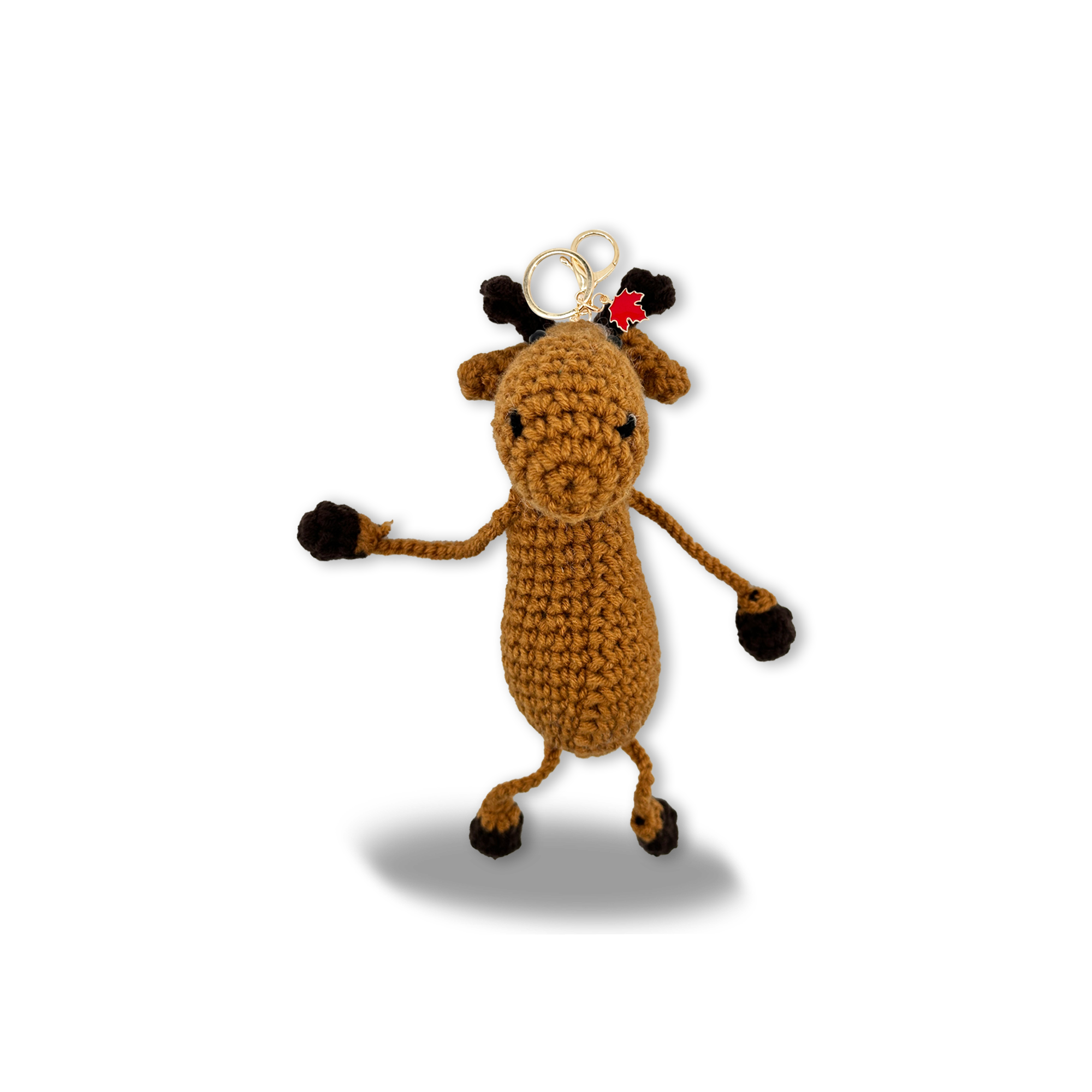 Hand-Crocheted Moose Bag Charm Canada Knit Keychain Handmade Gift