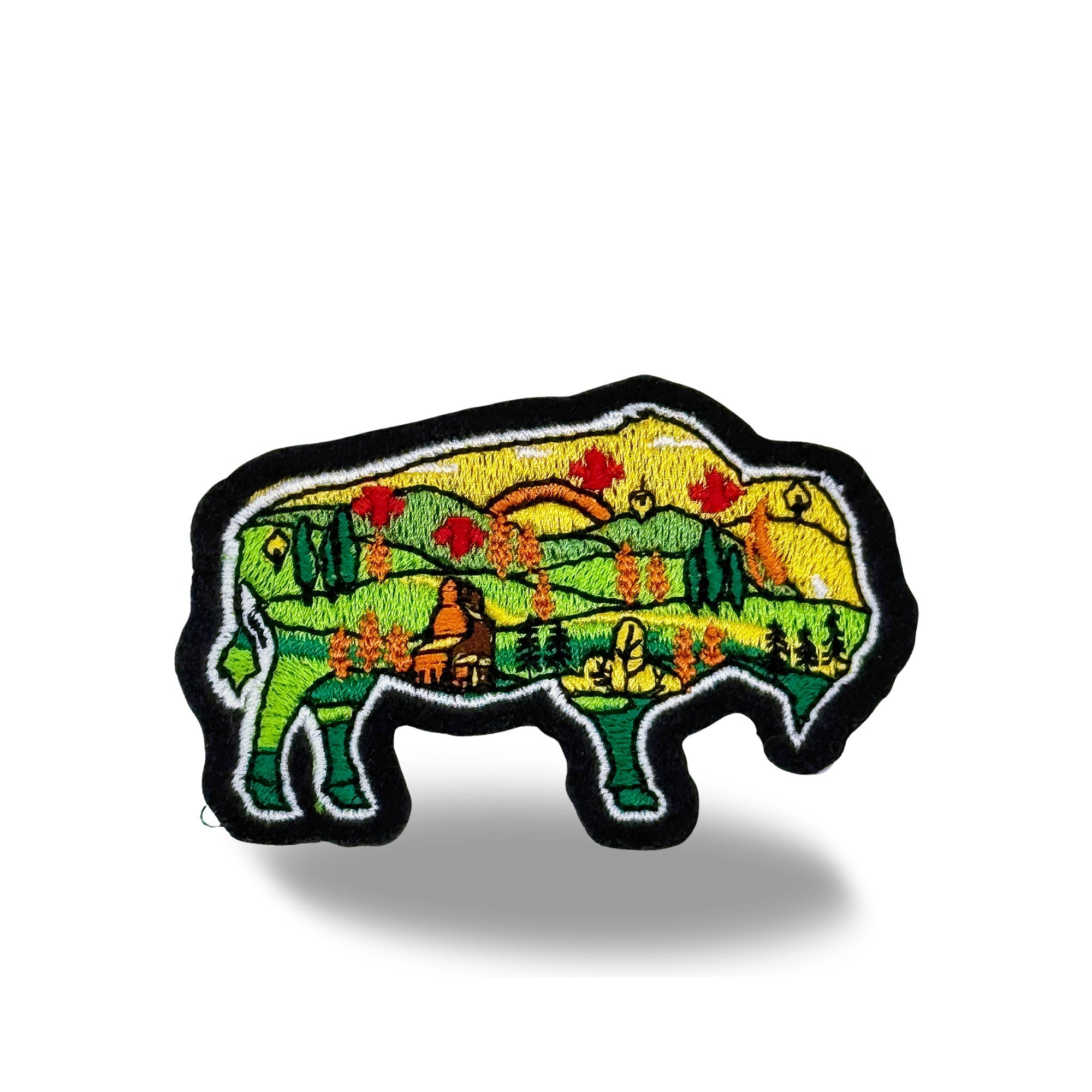 Bison Nature Landscape Embroidered Iron-On Patch - Collectible Wildlife Patch