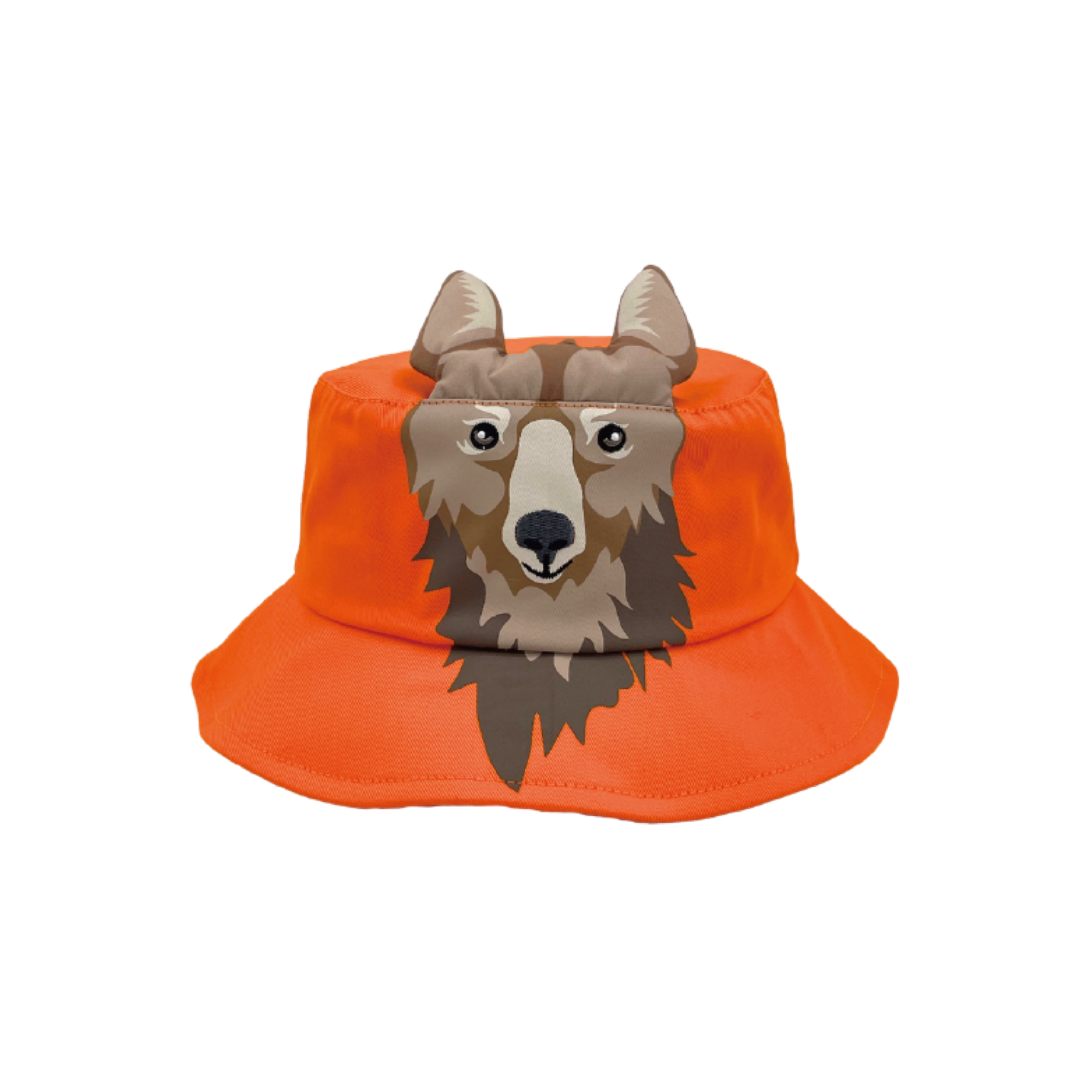 Kids Orange Bear Animal 3D Ears Bucket Hat Summer Sun Protection Beach Cap
