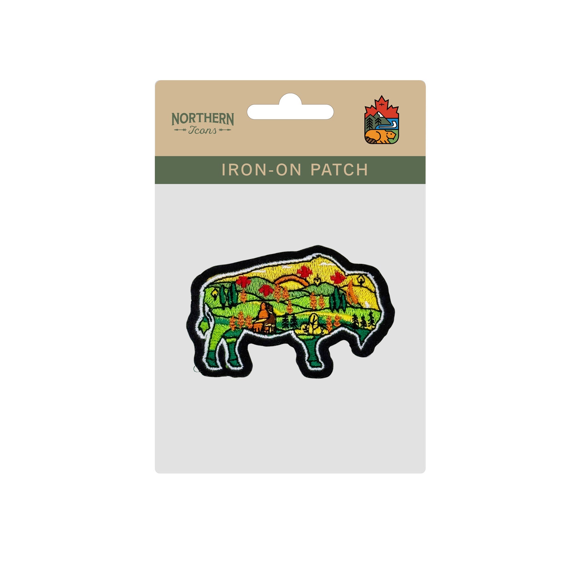 Bison Nature Landscape Embroidered Iron-On Patch - Collectible Wildlife Patch