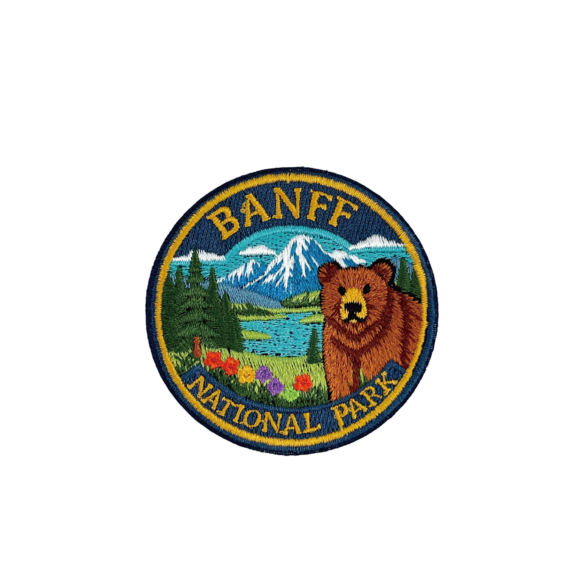 Banff National Park Bear Mountain Lake Embroidered Iron-On Patch - Collectible Nature Patch