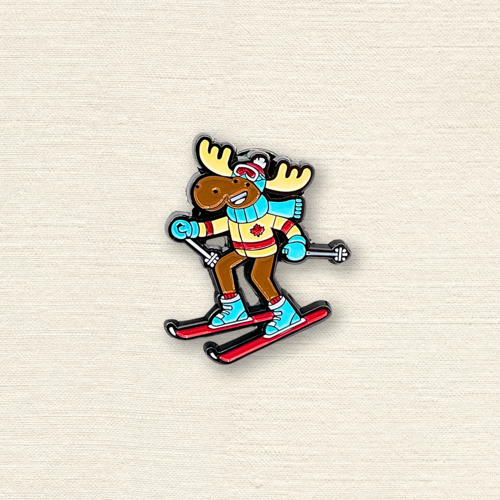 Ski Moose Canada Enamel Pin ¨C Winter Sports Lapel Pins, Skiing Souvenir Gift