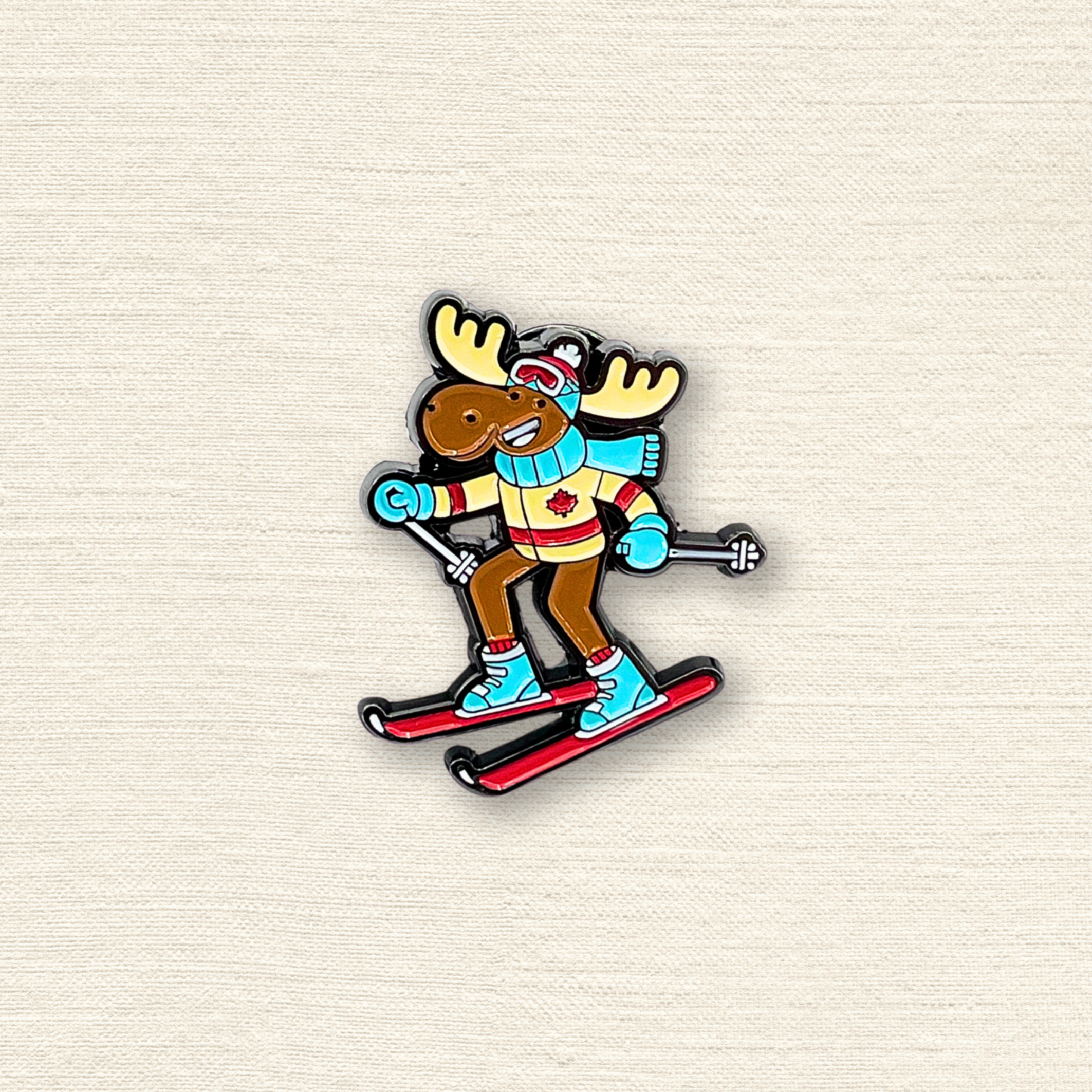 Ski Moose Canada Enamel Pin ¨C Winter Sports Lapel Pins, Skiing Souvenir Gift