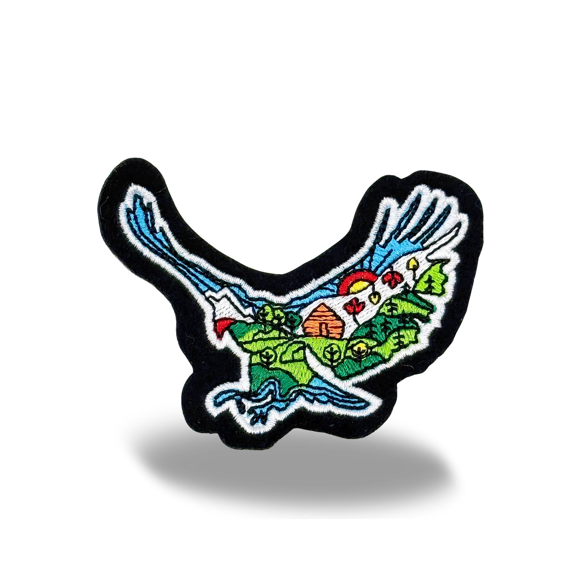 Eagle Nature Landscape Embroidered Iron-On Patch - Collectible Wildlife Patch