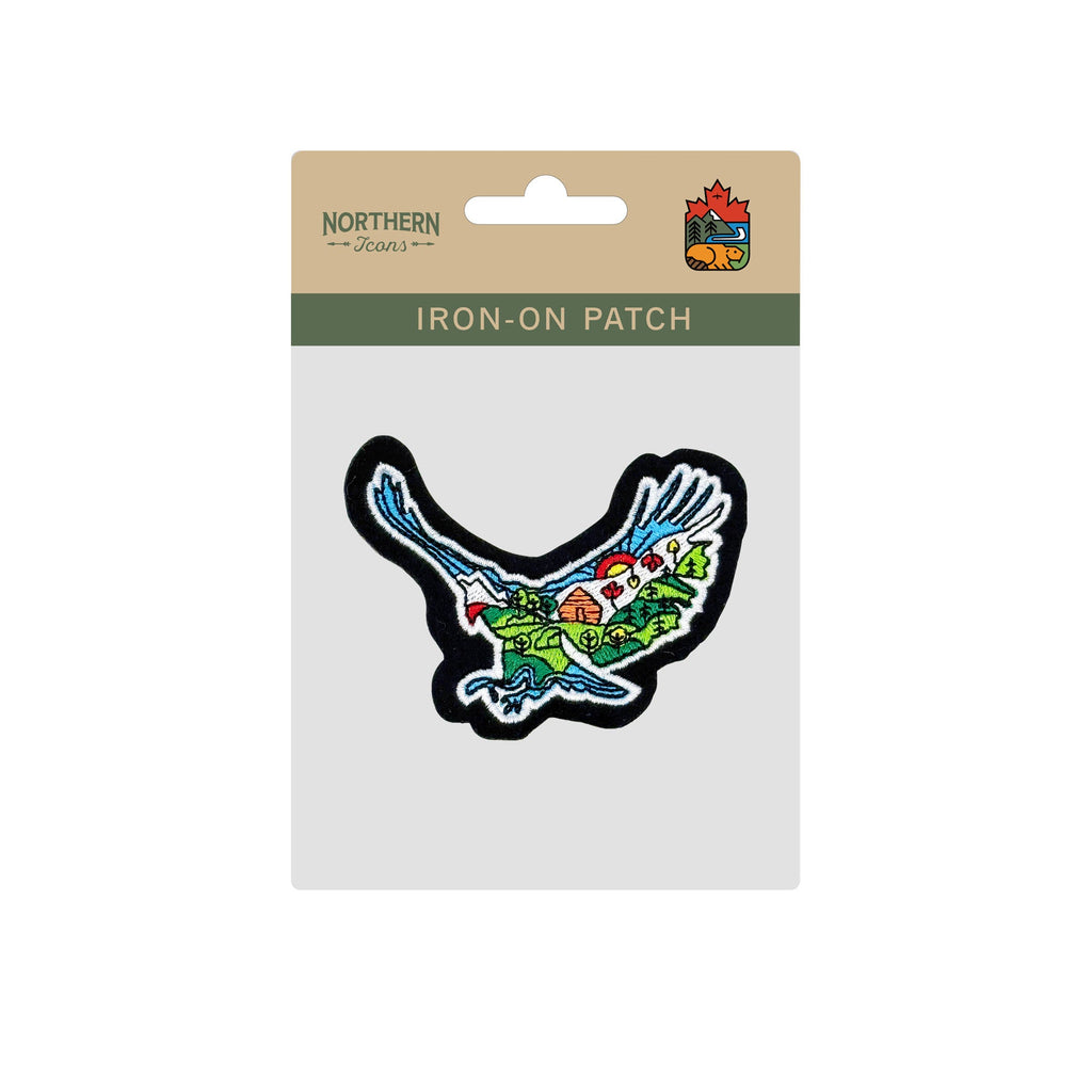Eagle Nature Landscape Embroidered Iron-On Patch - Collectible Wildlife Patch