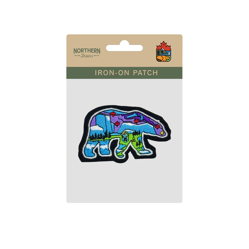 Polar Bear Aurora Landscape Embroidered Iron-On Patch - Collectible Wildlife Patch