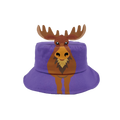 Kids Purple Moose Animal 3D Antlers Bucket Hat Summer Sun Protection Beach Cap Canada