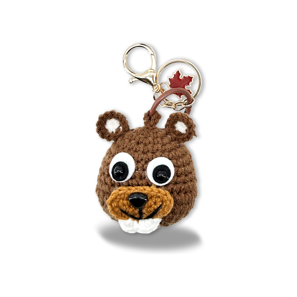 Hand-Crocheted Canada Groundhog Plush Bag Charm Keychain Souvenir Gift