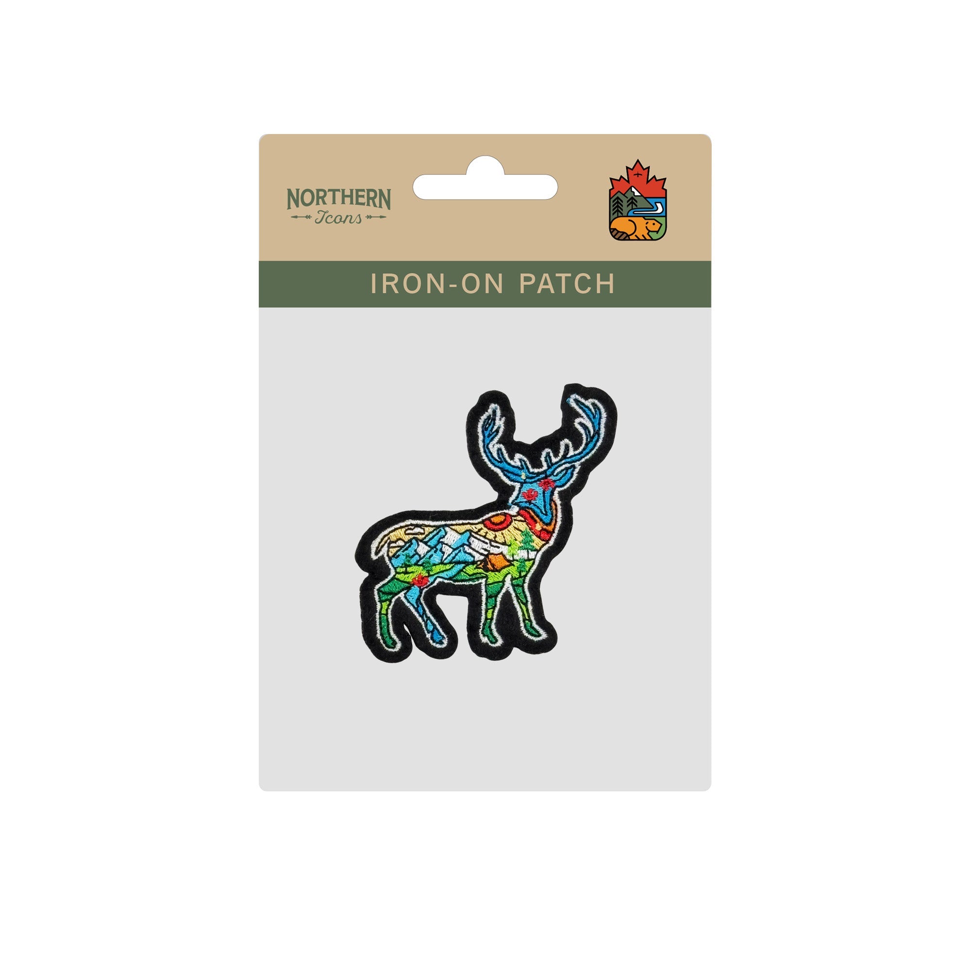 Deer Camping Landscape Embroidered Iron-On Patch - Collectible Wildlife Patch
