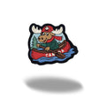 Canada Moose Canoe Embroidered Magnet - Cute Wildlife Character, Red Canoe & Maple Leaf Souvenir
