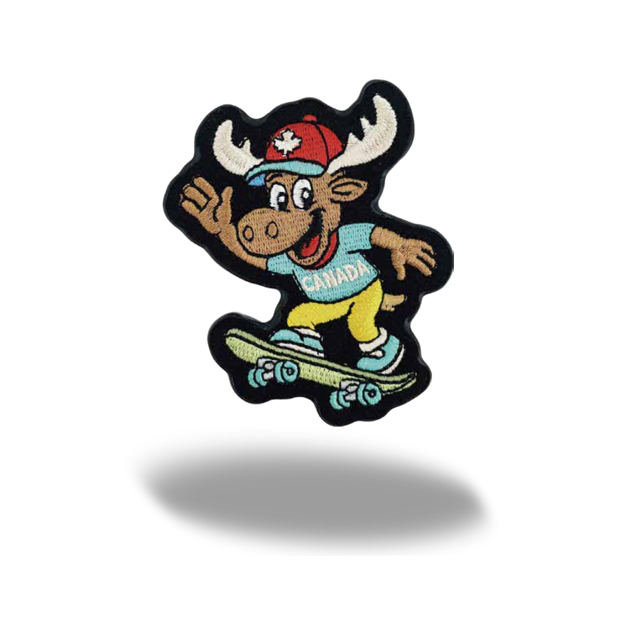 Canada Skateboarding Moose Embroidered Magnet - Urban Sports Character, Maple Leaf Hat Travel Souvenir Gift