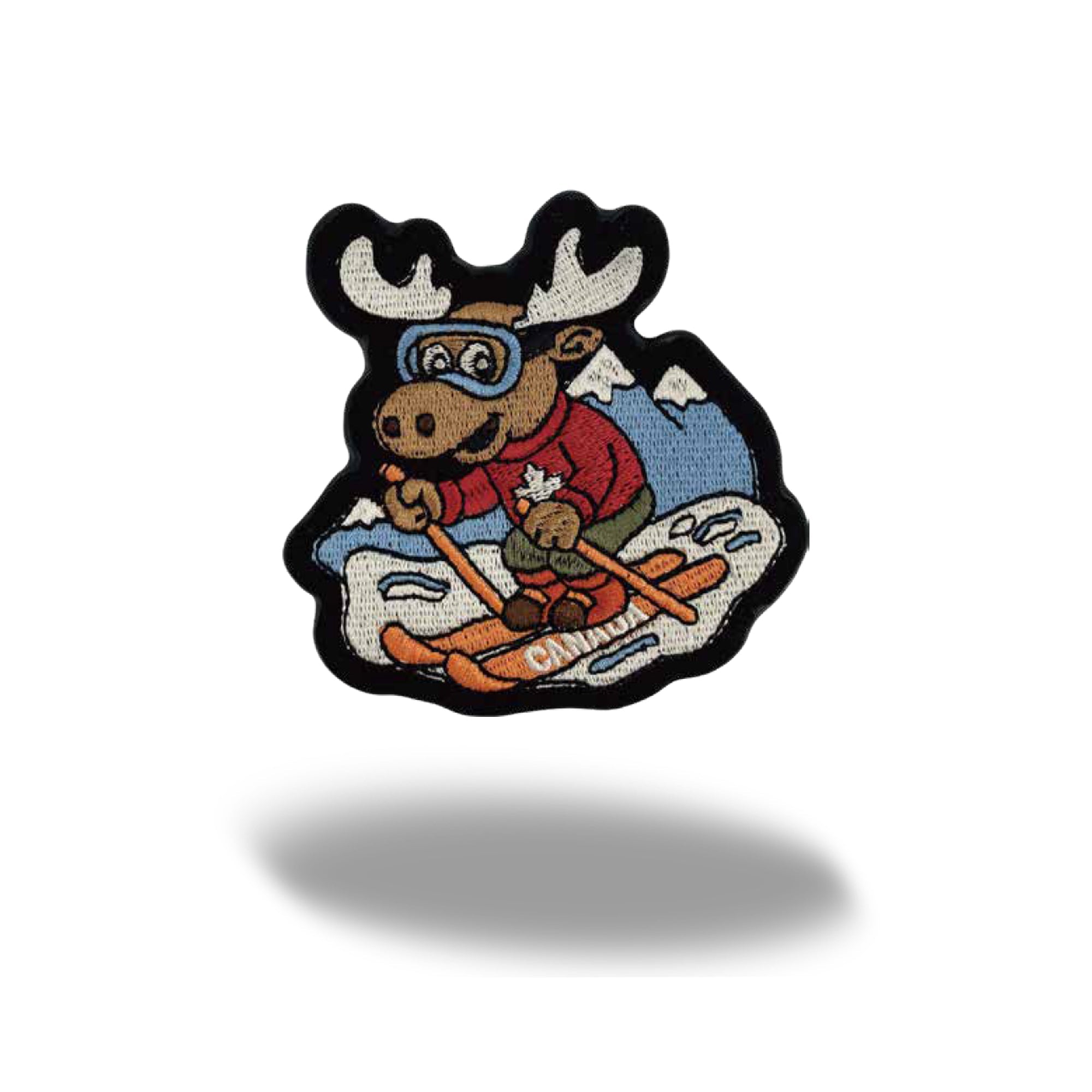 Canada Skiing Moose Embroidered Magnet - Alpine Winter Sports Character, Mountain Scenery Travel Souvenir Gift