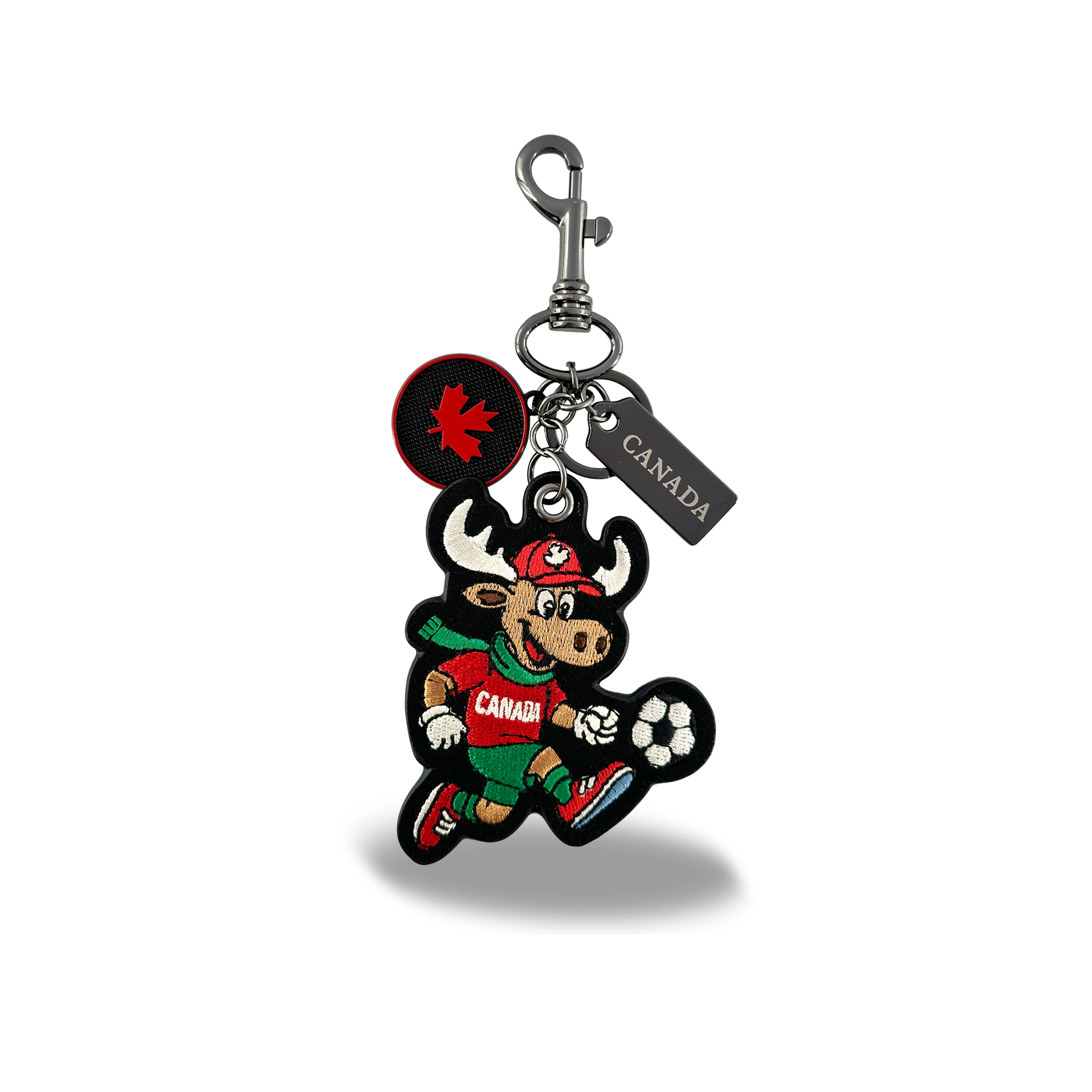 Canada Moose Soccer Embroidered Bag Charm Keychain Travel Souvenir