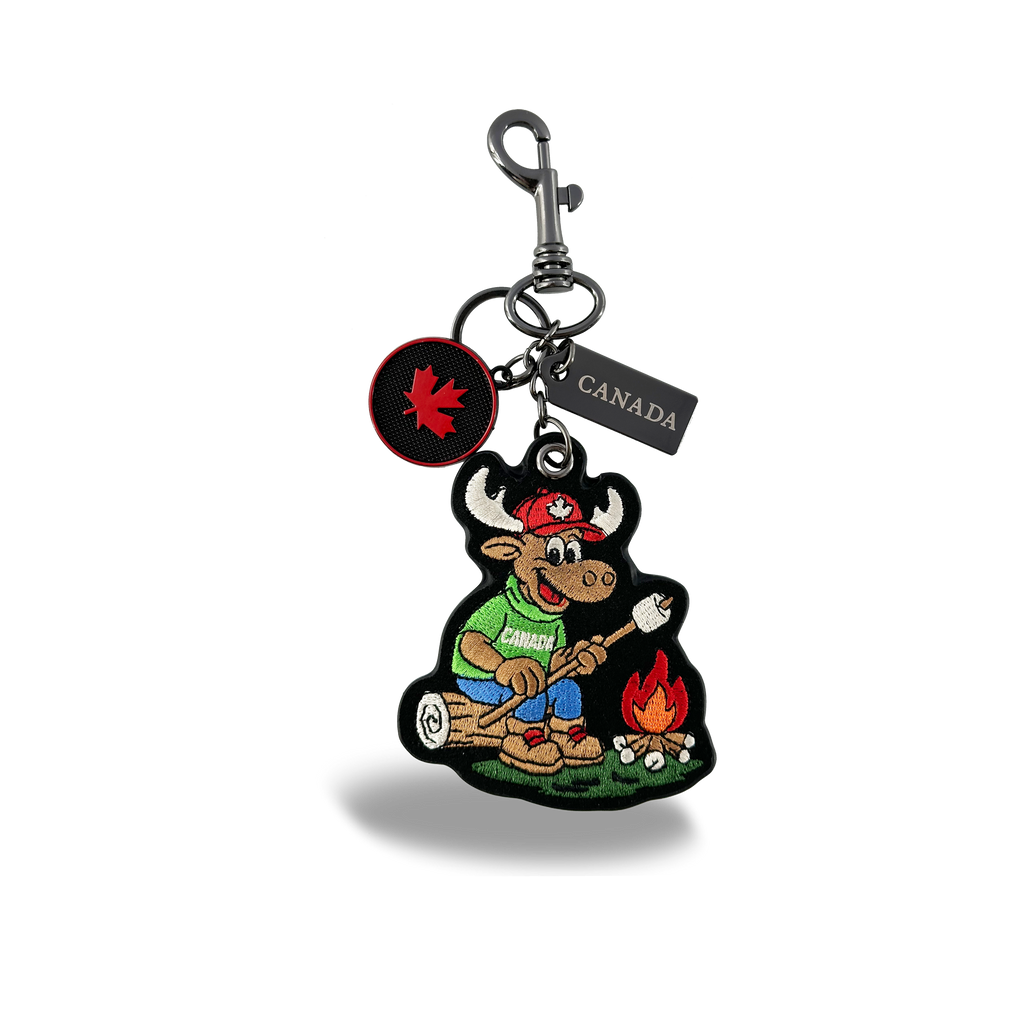 Canada Moose Camping Embroidered Bag Charm Keychain Outdoor Travel Souvenir