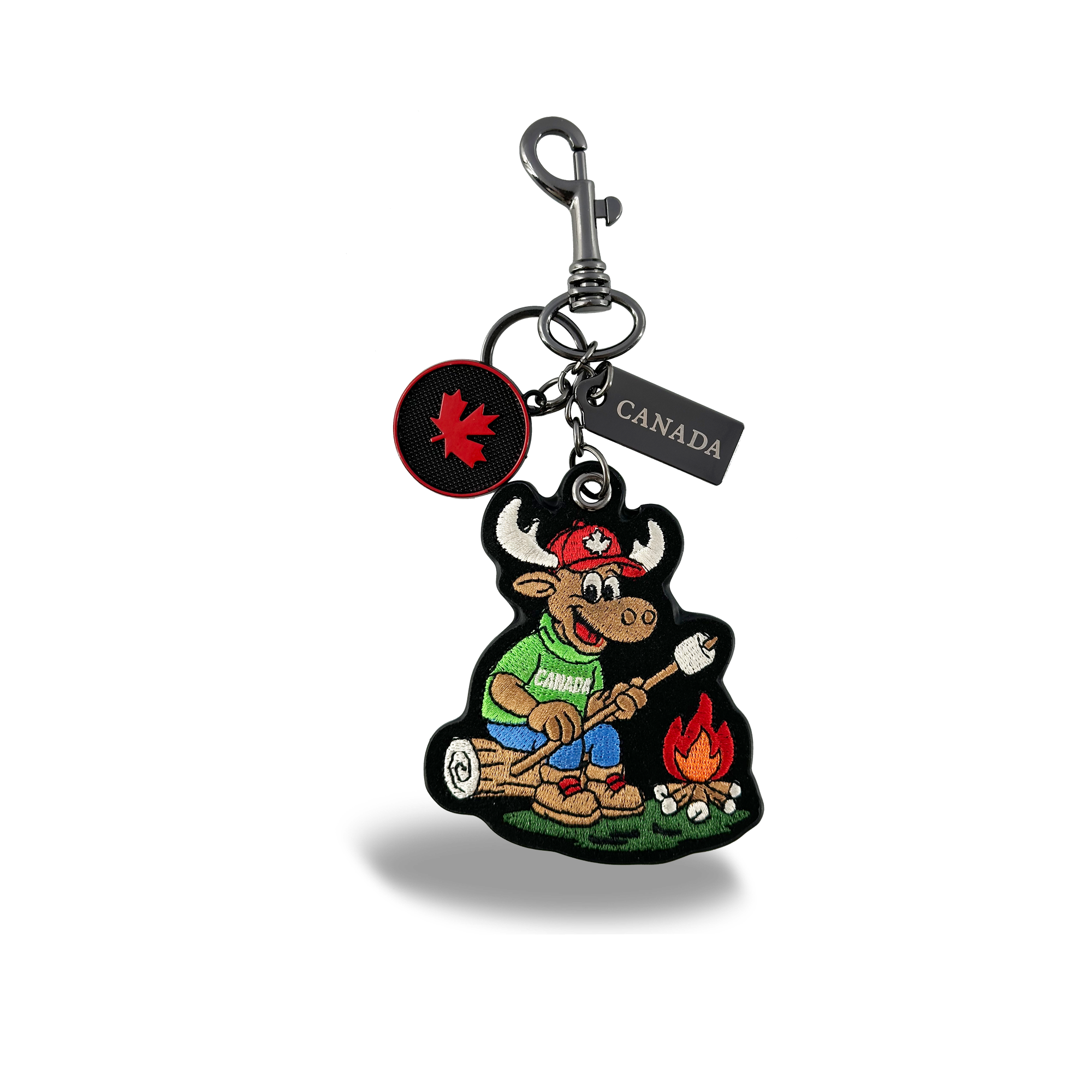 Canada Moose Camping Embroidered Bag Charm Keychain Outdoor Travel Souvenir