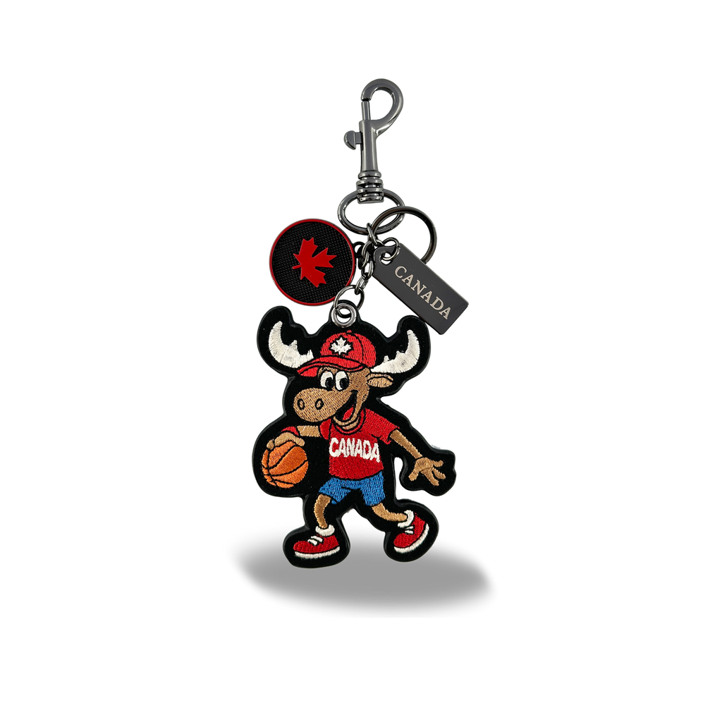 Canada Moose Basketball Embroidered Bag Charm Keychain Travel Souvenir Accessory