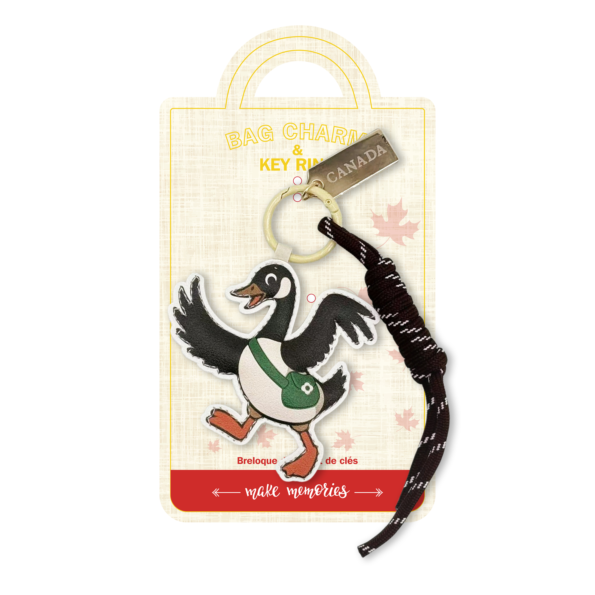 Canada Goose Travel Bag Charm Keychain with Outdoor Cord Strap