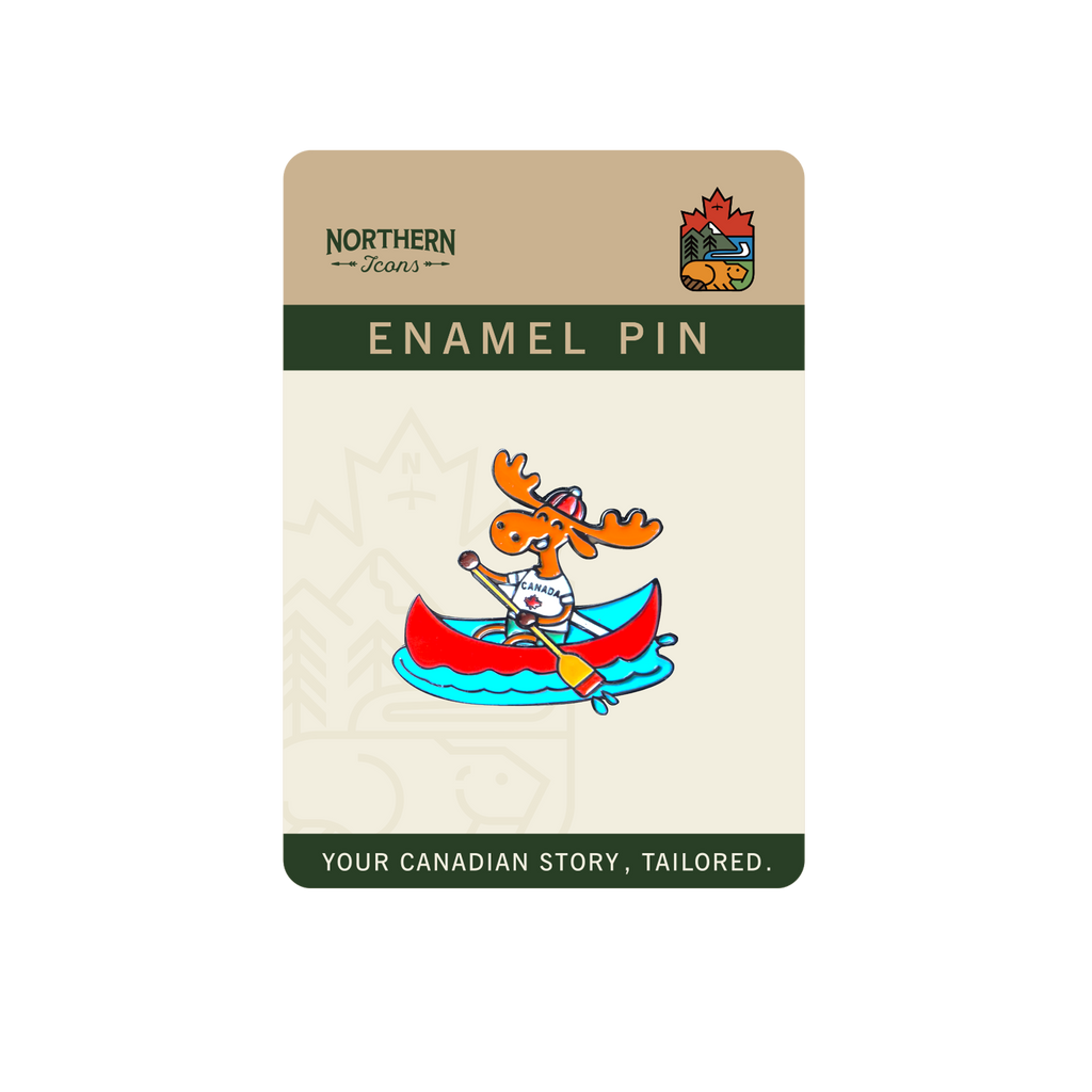 Canoeing Moose Enamel Pin ¨C Funny Animal Lapel Pins, Canada Nature Gift