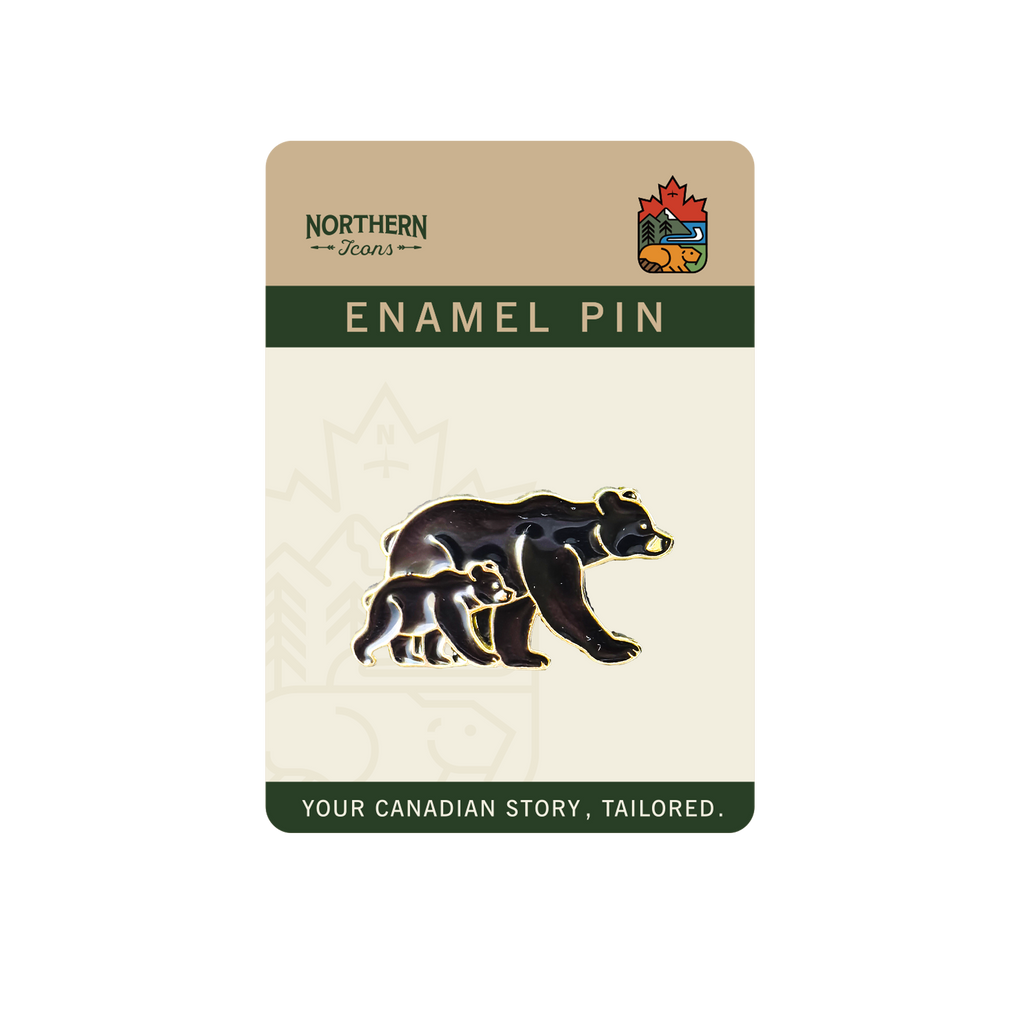 Bear Family Enamel Pin ¨C Mother & Cub Wildlife Lapel Pins, Canada Souvenir Gift