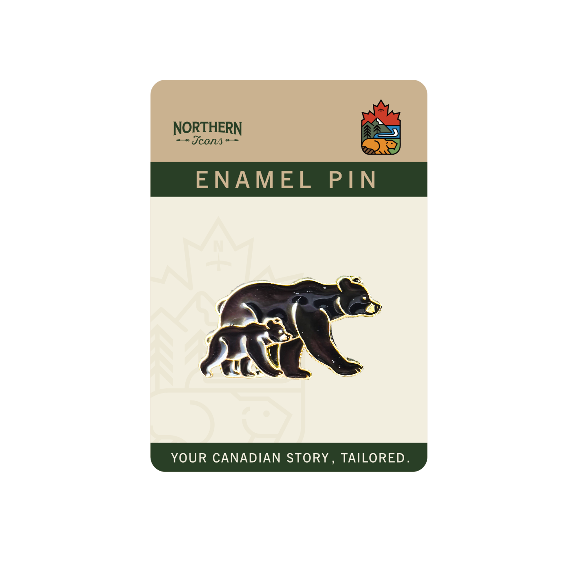 Bear Family Enamel Pin ¨C Mother & Cub Wildlife Lapel Pins, Canada Souvenir Gift