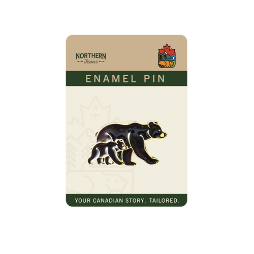 Bear Family Enamel Pin ¨C Mother & Cub Wildlife Lapel Pins, Canada Souvenir Gift