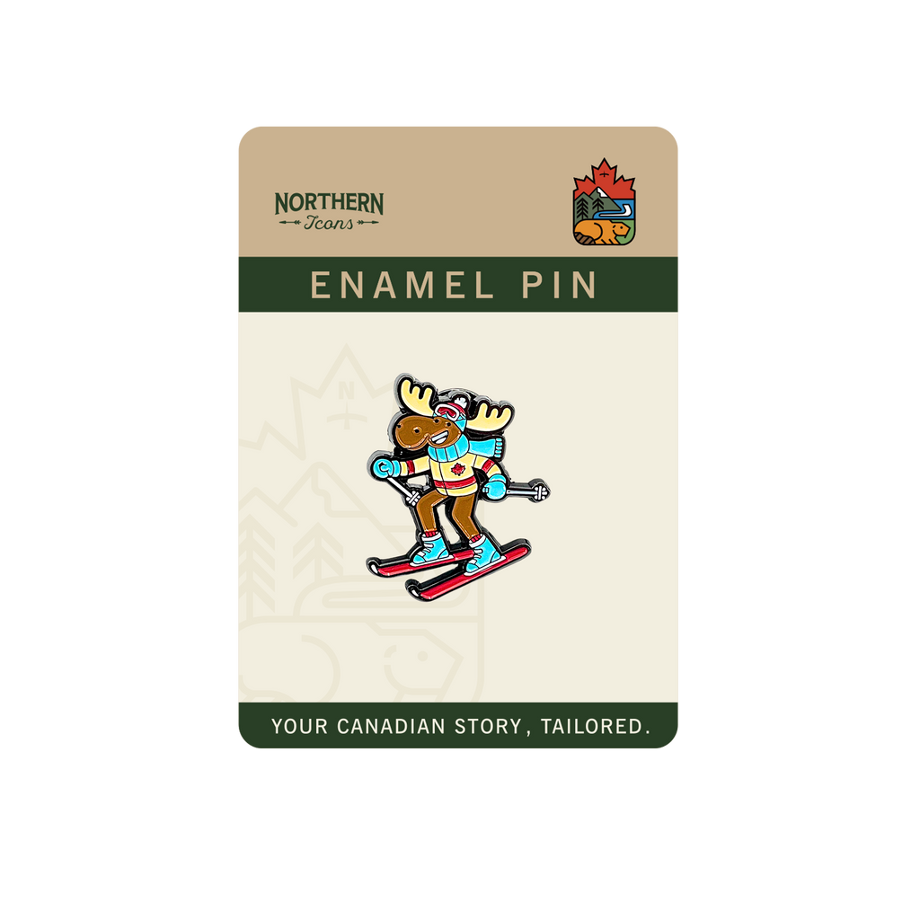 Ski Moose Canada Enamel Pin ¨C Winter Sports Lapel Pins, Skiing Souvenir Gift