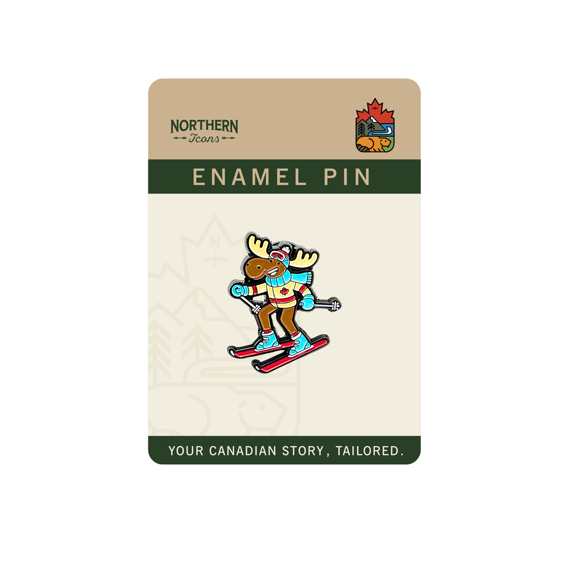 Ski Moose Canada Enamel Pin ¨C Winter Sports Lapel Pins, Skiing Souvenir Gift