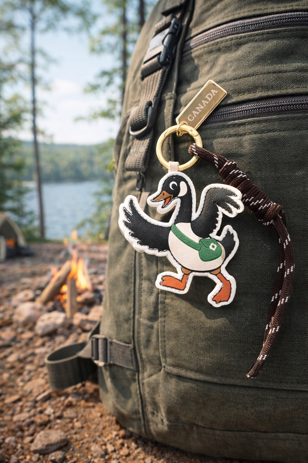 Canada Goose Travel Bag Charm Keychain with Outdoor Cord Strap