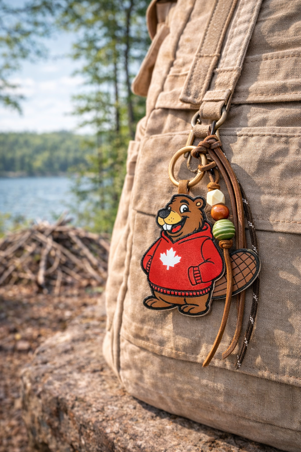 Canada Beaver Hoodie Bag Charm Keychain