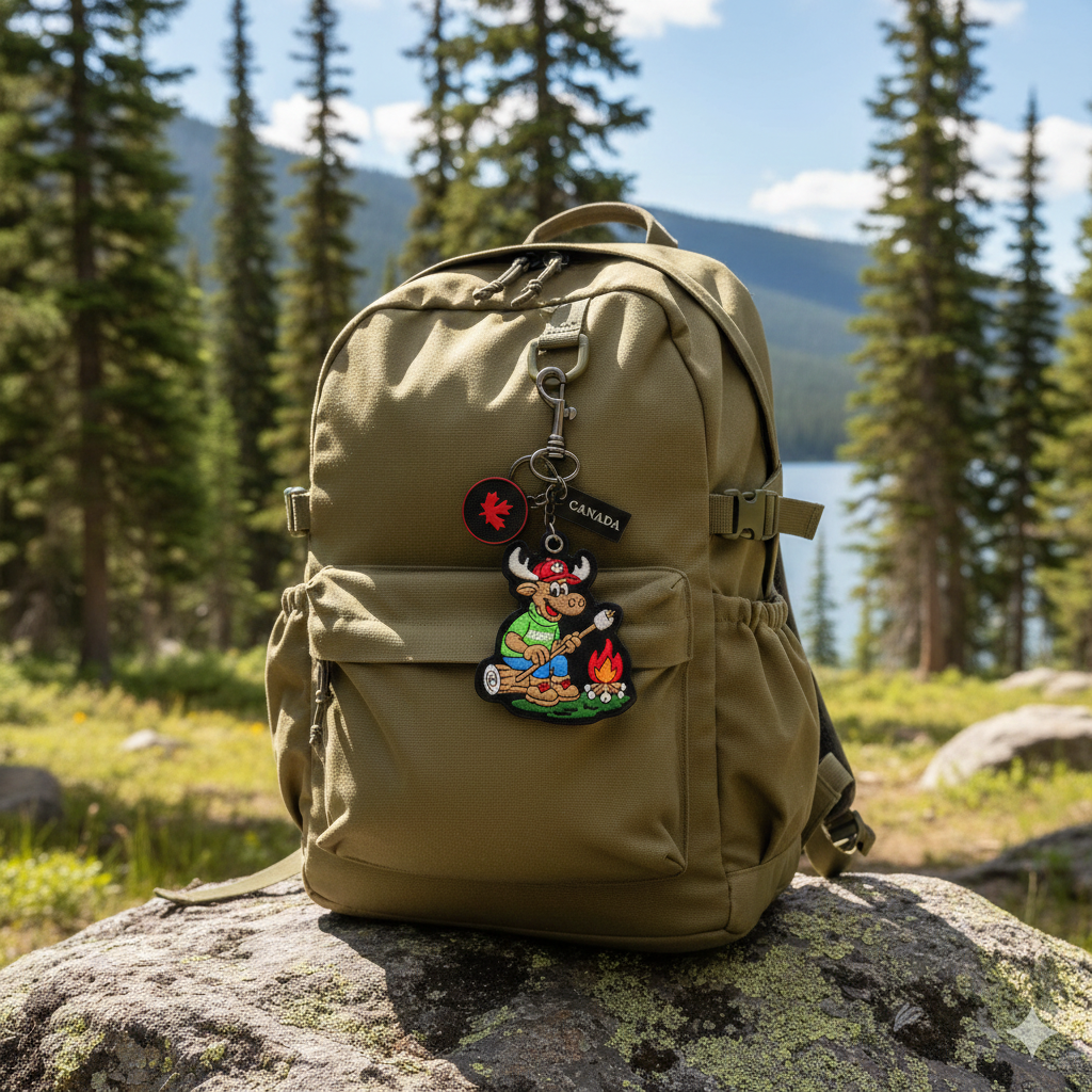 Canada Moose Camping Embroidered Bag Charm Keychain Outdoor Travel Souvenir
