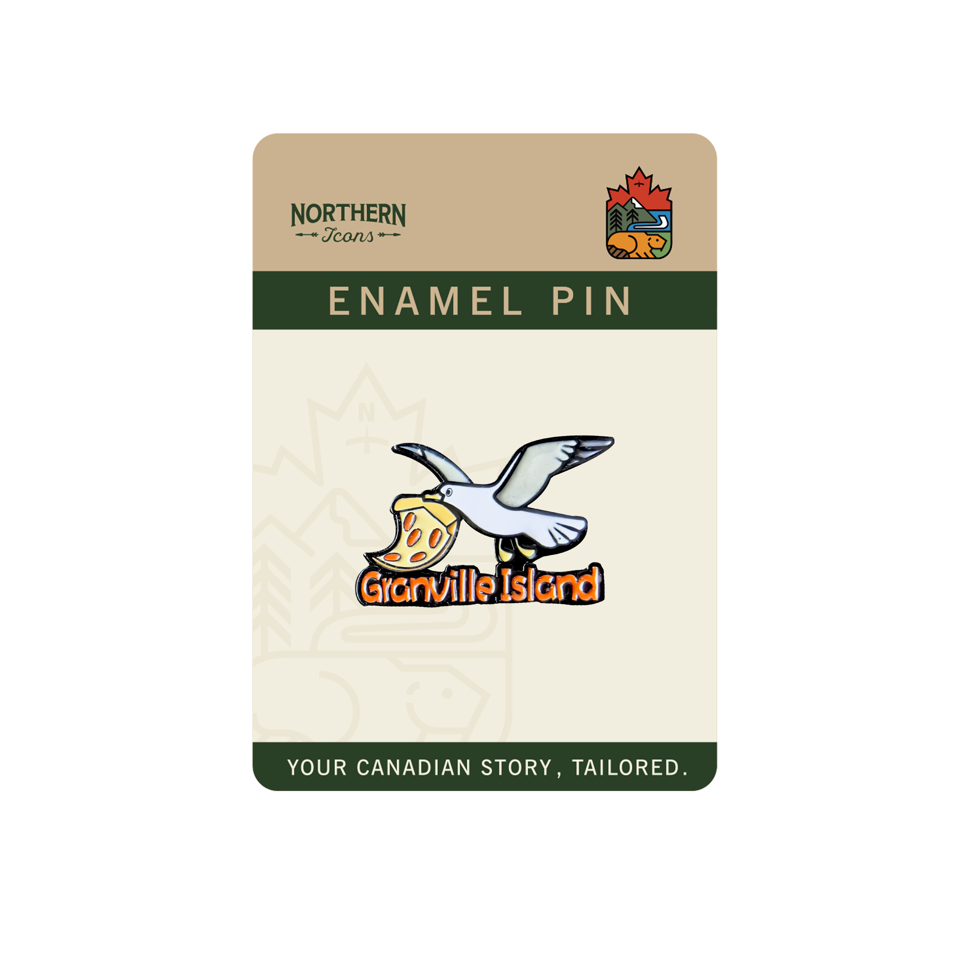 Granville Pizza Seagull Enamel Pin ¨C Funny Bird Lapel Pins, Vancouver Souvenir